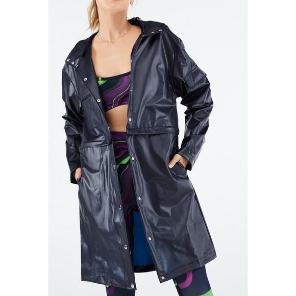 Fabletics Kenna Deep Navy Convertible Jacket Water Resistant Hood Pockets Sz 1X - Picture 9 of 11